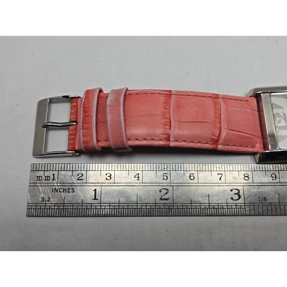 Honora Tank Swiss Mother of Pearl Watch Pink Leather Quartz New Battery Womens - Picture 9 of 12